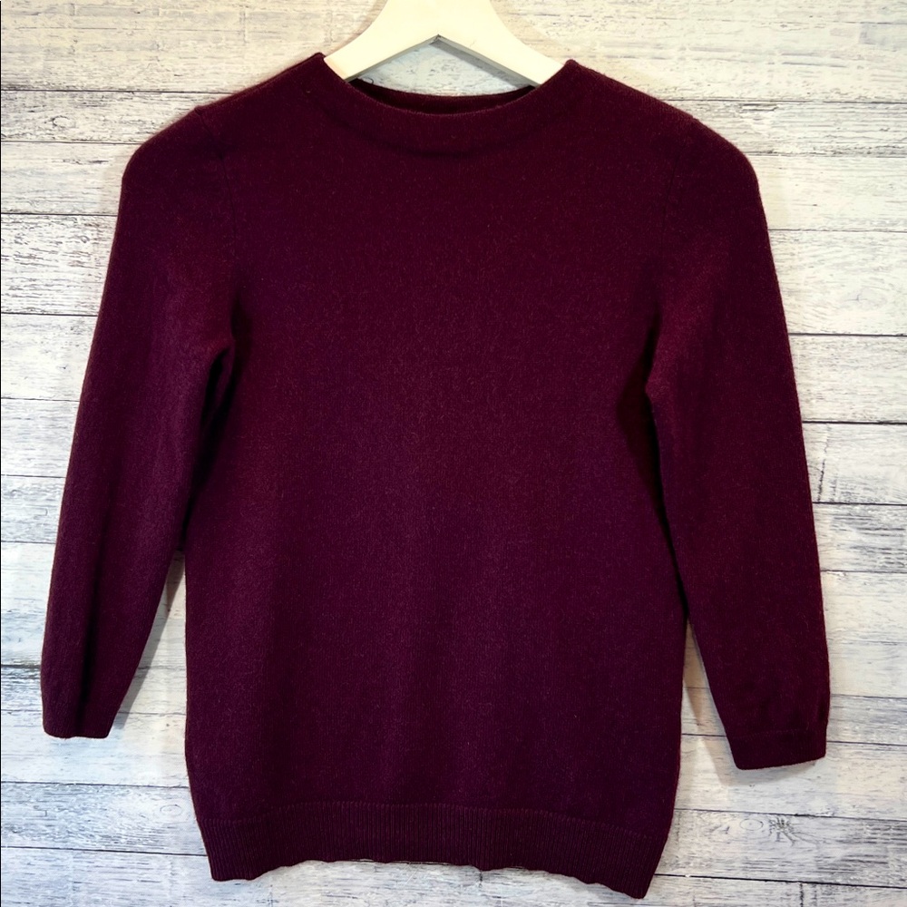 Talbots Cashmere Burgundy Crew Neck Sweater